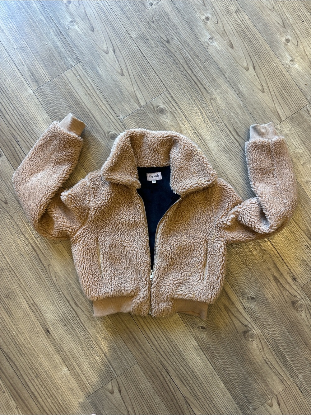 Cozy Teddy Zip-Up Jacket - Camel
